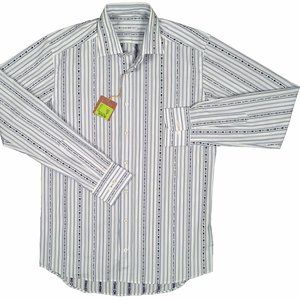 NEW $450 Etro Shirt! e 38 US 15 (S)  White With Spoons Forks Knives Print  ITALY